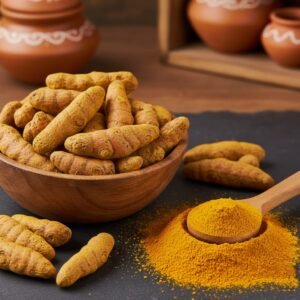 Pure and fresh turmeric powder